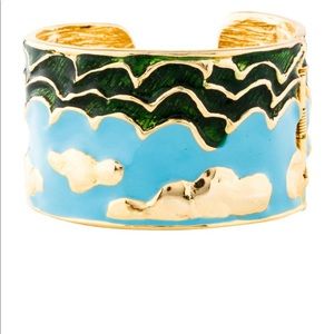 Kenneth Jay Lane Enamel Scenic Hinged Cuff